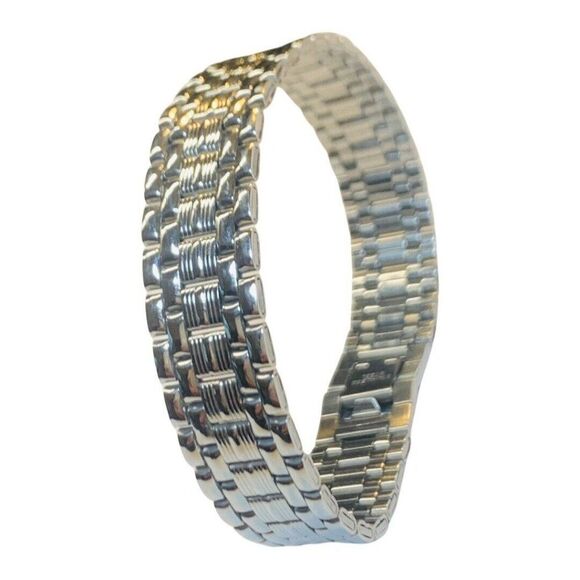 Vintage Silver Tone Stainless Steel Watch Band Link Bracelet 7.5” - Picture 6 of 7